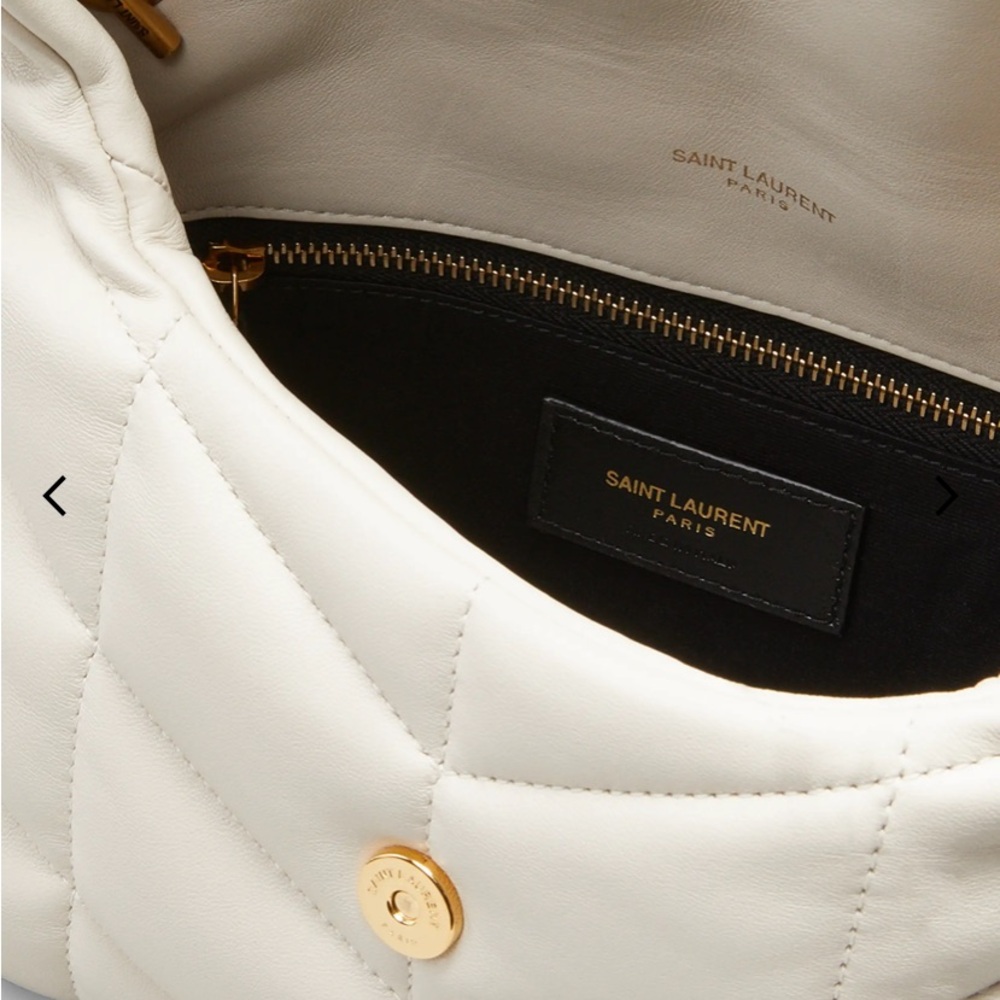 Saint Laurent Cream Quilted Loulou Toy Puffer Crossbody with Gold Hardware - Picture 3 of 15